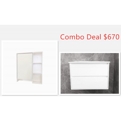 700mm Wall Hung Vanity with 600mm Mirror Cabinet Combo Deal